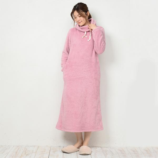 ルームウェア レディース 部屋着 裏起毛 ハイネック ワンピース 防寒