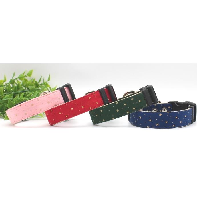 クリスマス(星柄)わんちゃん猫ちゃん用首輪 クリスマス星柄オリジナル犬用首輪2cm幅 : セドルYahoo!店