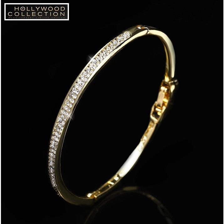 バングル ブレスレット レディース 24金 ゴールド 24KGP パヴェ