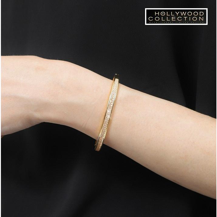 バングル ブレスレット レディース 24金 ゴールド 24KGP パヴェ