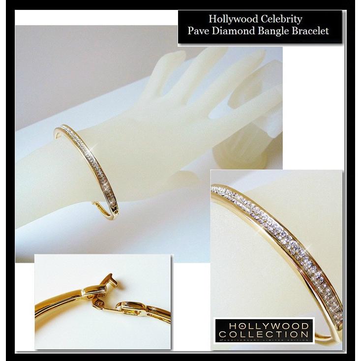 バングル ブレスレット レディース 24金 ゴールド 24KGP パヴェ