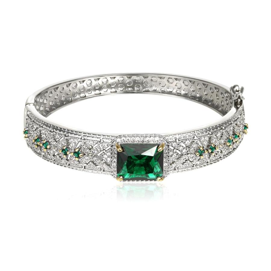 エメラルド グリーン CZ クラシック ブレスレット レディース
