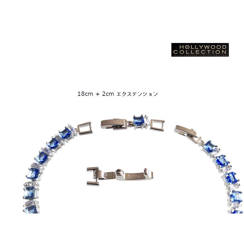 サファイア ブルー ブレスレット プリンセスカット CZ テニス サファイア ブルー ブレスレット プリンセスカット CZ テニス