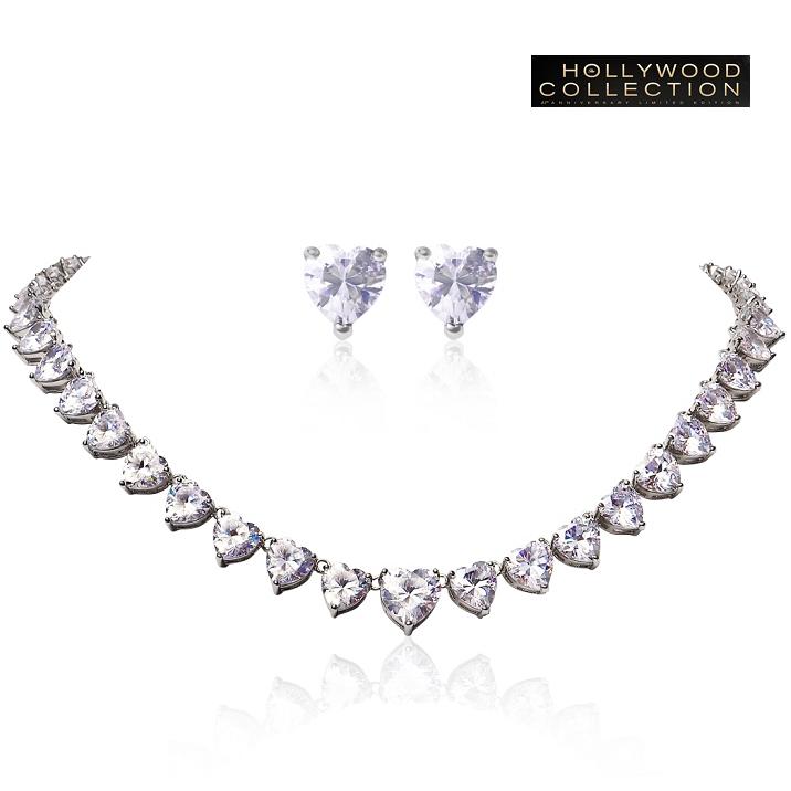 ブライダル ネックレス ピアス セット ハート ダイヤモンド CZ