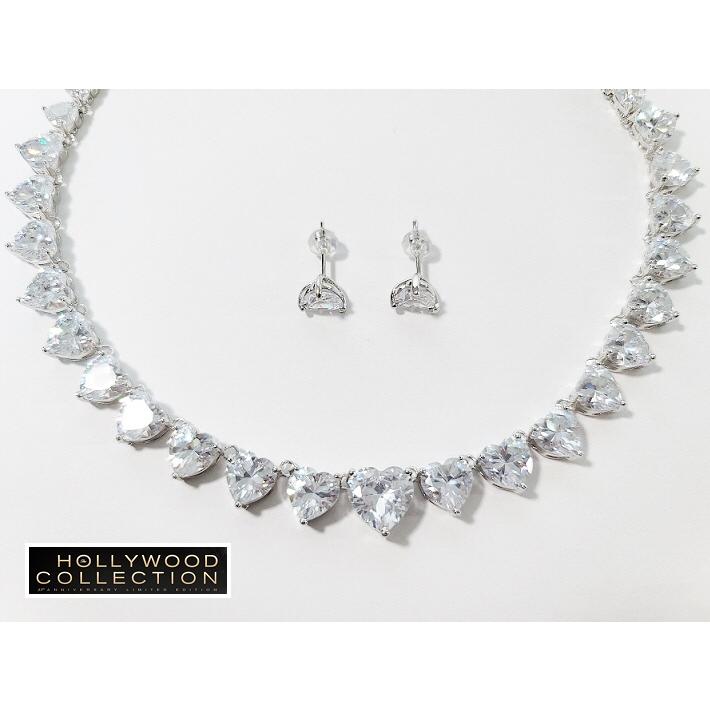 ブライダル ネックレス ピアス セット ハート ダイヤモンド CZ