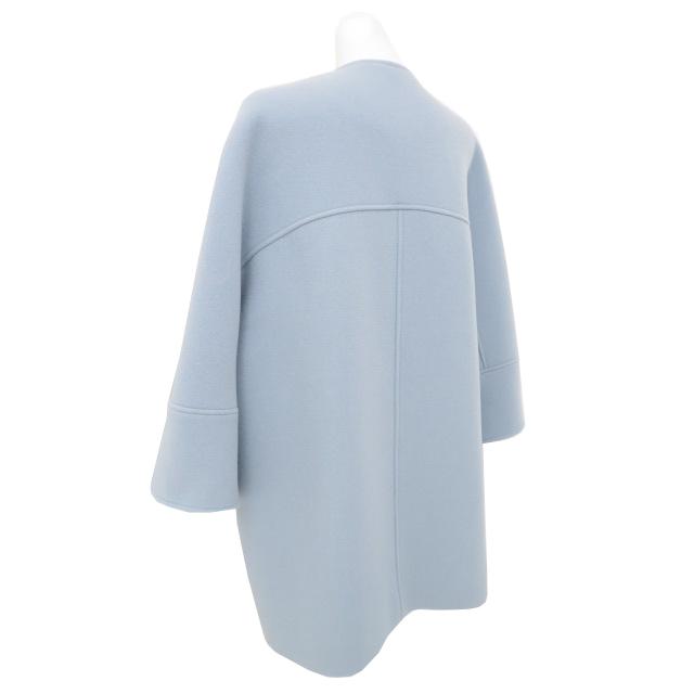 yori ウールノーカラーコート 水色 【公式通販】