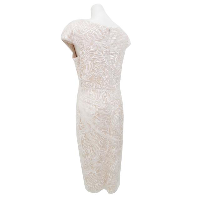 ＴＡＤＡＳＨＩ ＳＨＯＪＩ　リーフレース チュールレイヤード タイトドレス　アイボリー×ピンクベージュ　4　新品同様【中古】_2