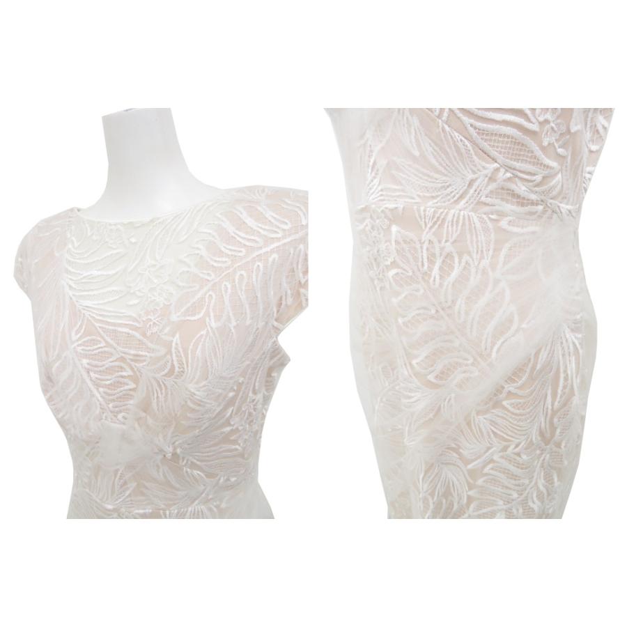 ＴＡＤＡＳＨＩ ＳＨＯＪＩ　リーフレース チュールレイヤード タイトドレス　アイボリー×ピンクベージュ　4　新品同様【中古】_3