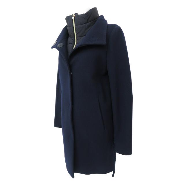 HERNO ヘルノ ウールコート インナーダウン付 ネイビー 美品サイズ48 HERNO（ヘルノ） ニット切替 コート (インナーダウン) ネイビー 40