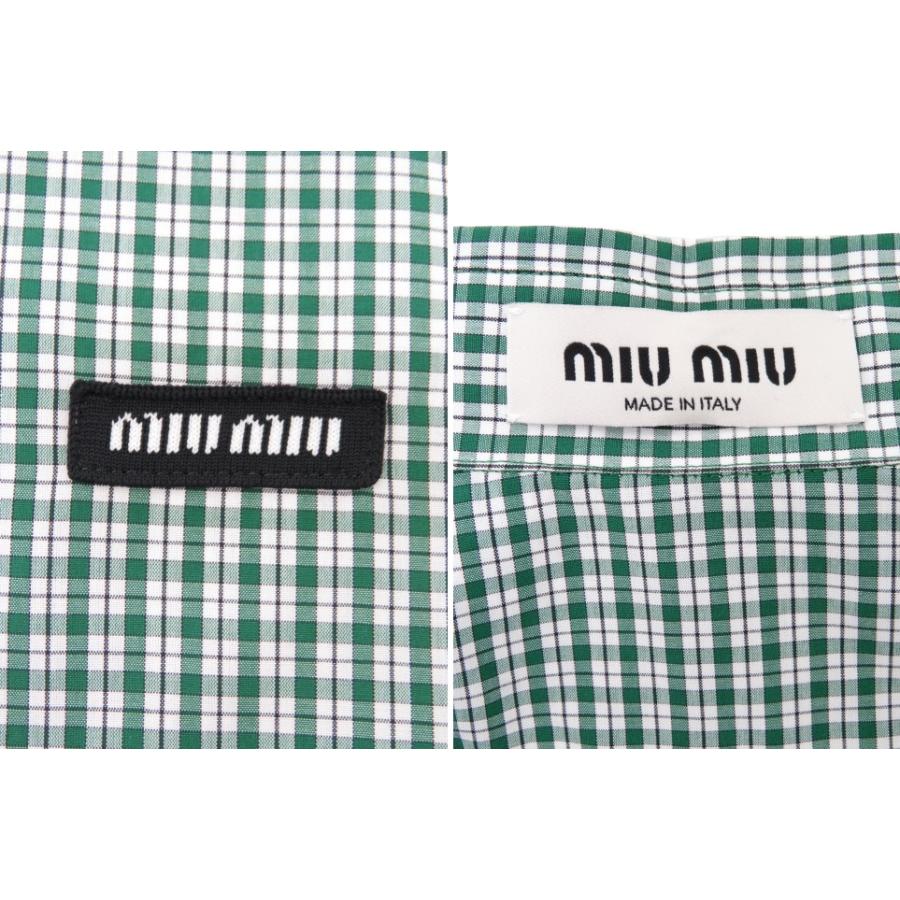 miu miu（ミュウミュウ） 新品同様 チェック シャツ エメラルド