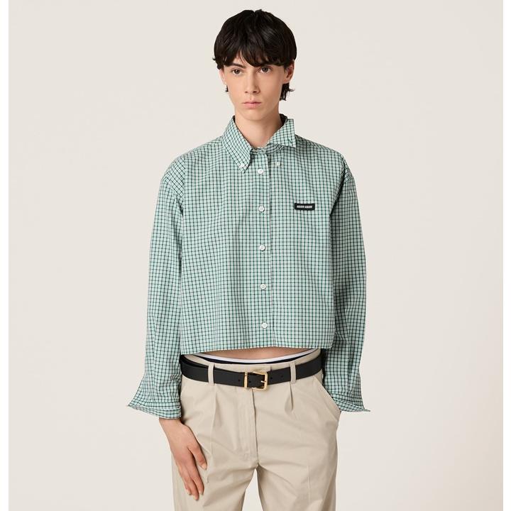 miu miu（ミュウミュウ） 新品同様 チェック シャツ エメラルド