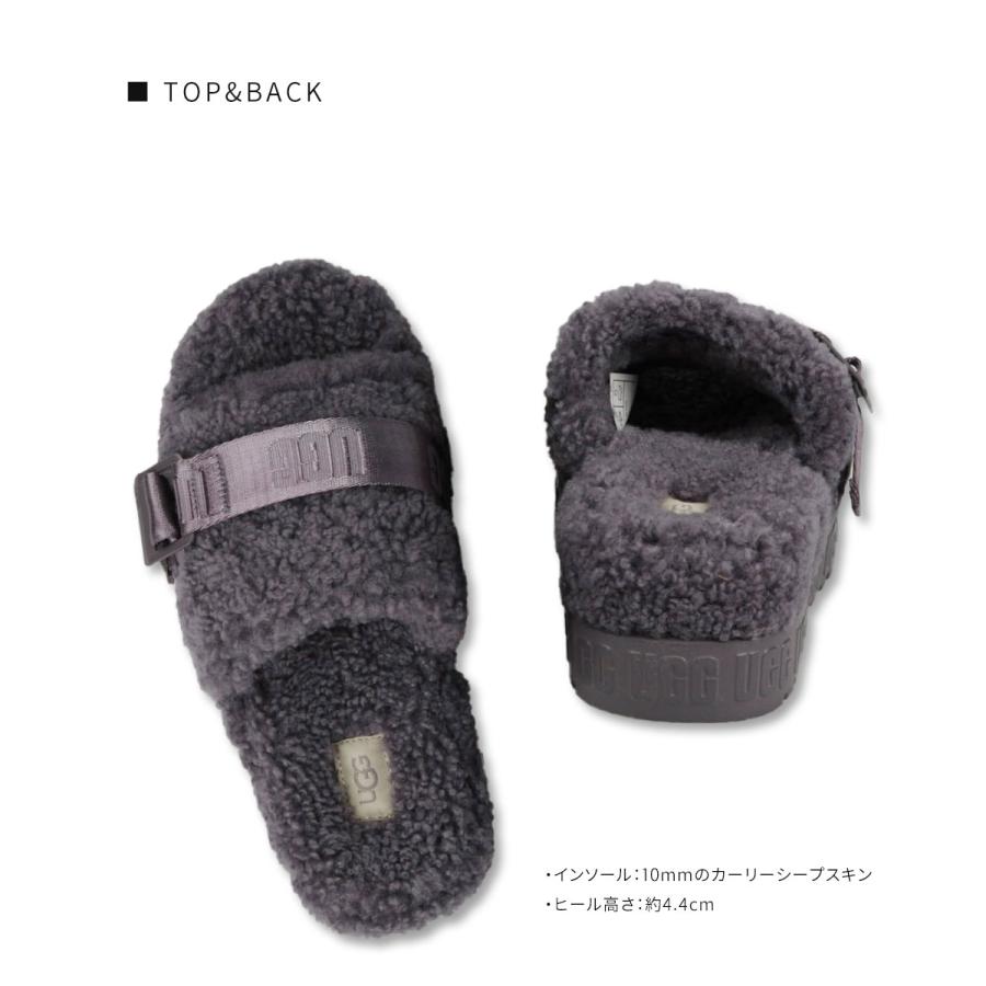 アグ 厚底サンダル 冬 レディース ムートンスリッパ 外履き 暖かい 保温 ボア ugg FLUFFITA フラッフィータ 黒 ブラック 1113475｜celeble｜09