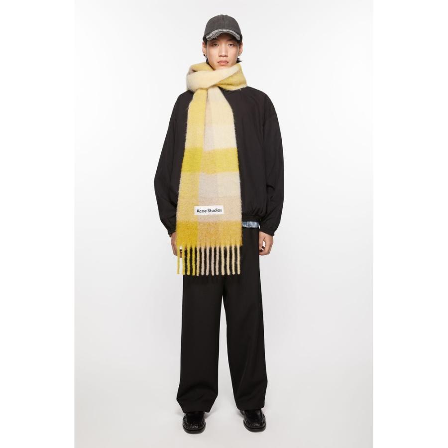 Acne Studios ベージュ系チェック大判マフラー AcneStudios モヘアチェックスカーフ マフラー Acne Studios - モヘア
