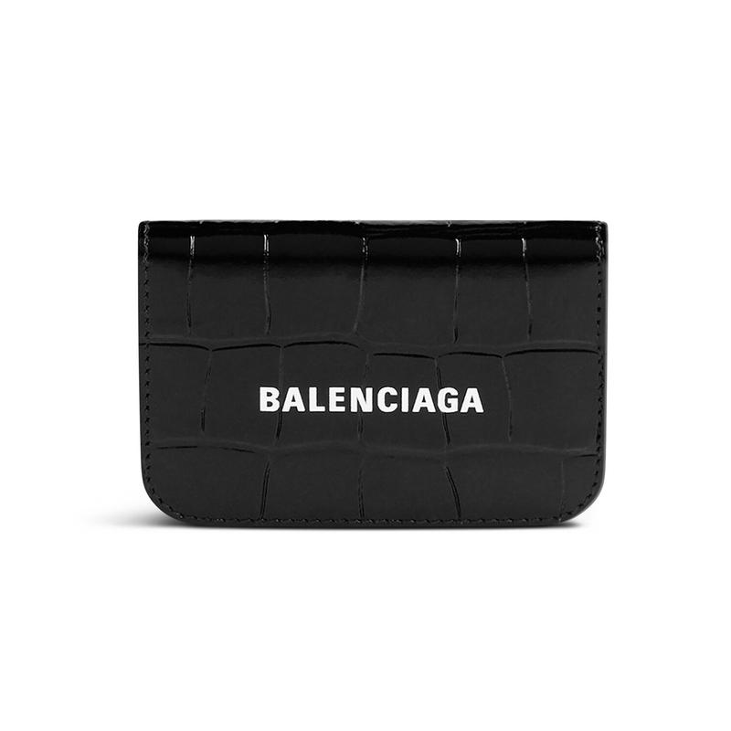 バレンシアガ 財布 601387 クロコダイル型押しレザー ブラック 中古・古着通販】BALENCIAGA (バレンシアガ) クロコ型押し2つ折り財布