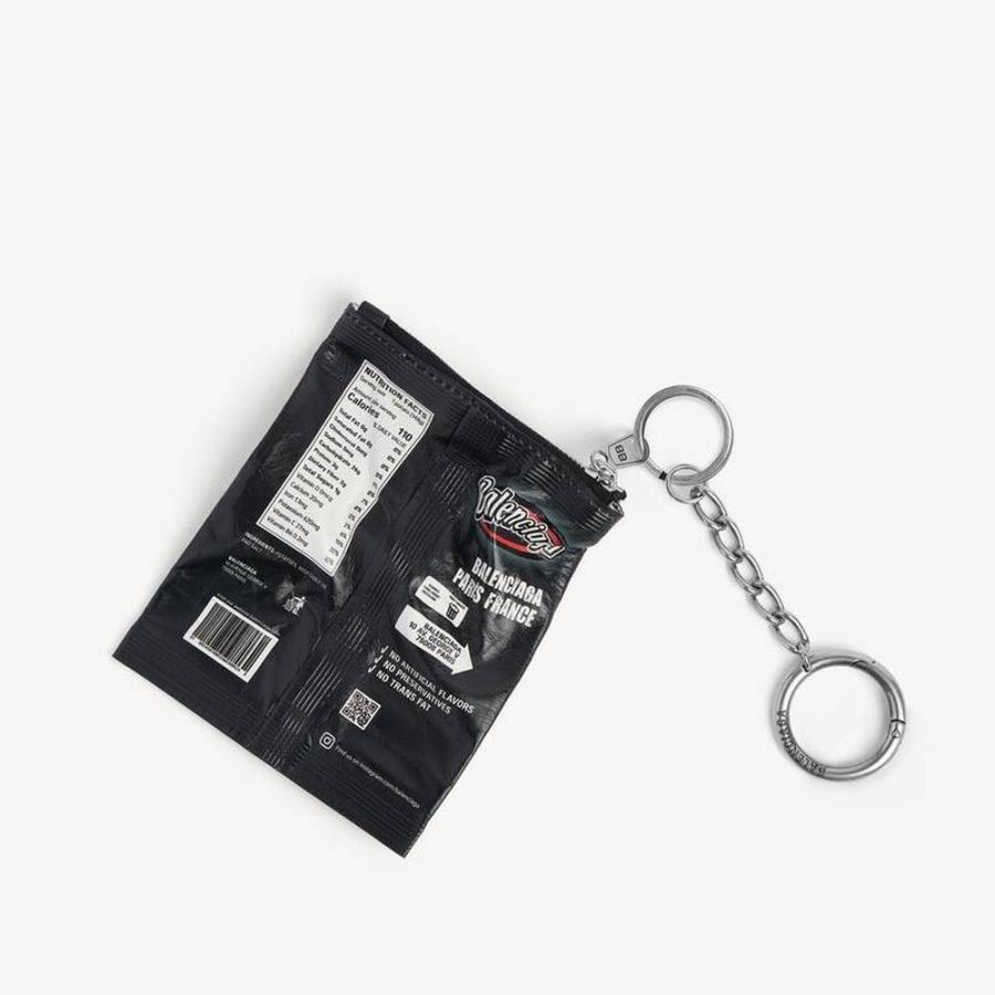 バレンシアガ BALENCIAGA メンズ キーリング CHIPS チャーム【ブラック 】【送料無料】【正規品】の画像