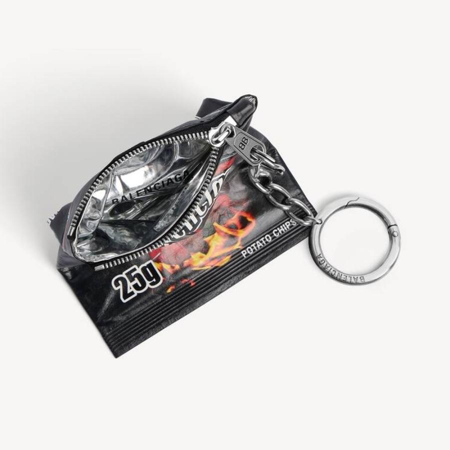 バレンシアガ BALENCIAGA メンズ キーリング CHIPS チャーム【ブラック 】【送料無料】【正規品】の画像