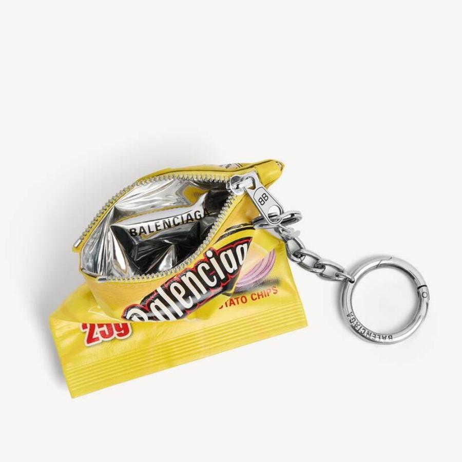 バレンシアガ BALENCIAGA メンズ キーリング CHIPS チャーム【イエロー 】【送料無料】【正規品】の画像