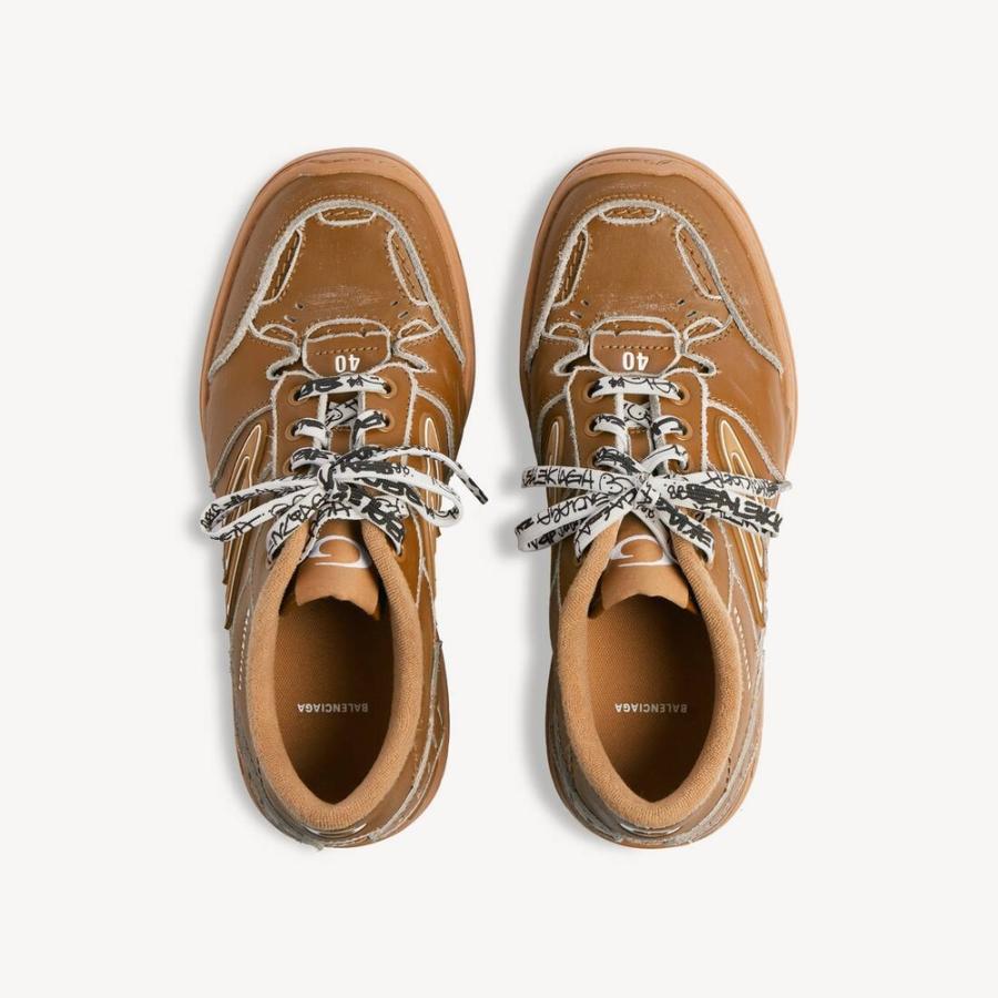 バレンシアガ BALENCIAGA メンズ HAMPTONS ミディアム ユーズド加工スニーカー【キャメル 】【送料無料】【正規品】の画像