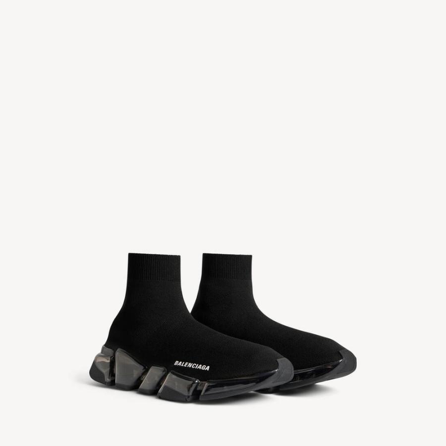 バレンシアガ BALENCIAGA メンズ SPEED 2.0 FULL CLEAR SOLE リサイクルニット スニーカー【ブラック 】【送料無料】【正規品】の画像