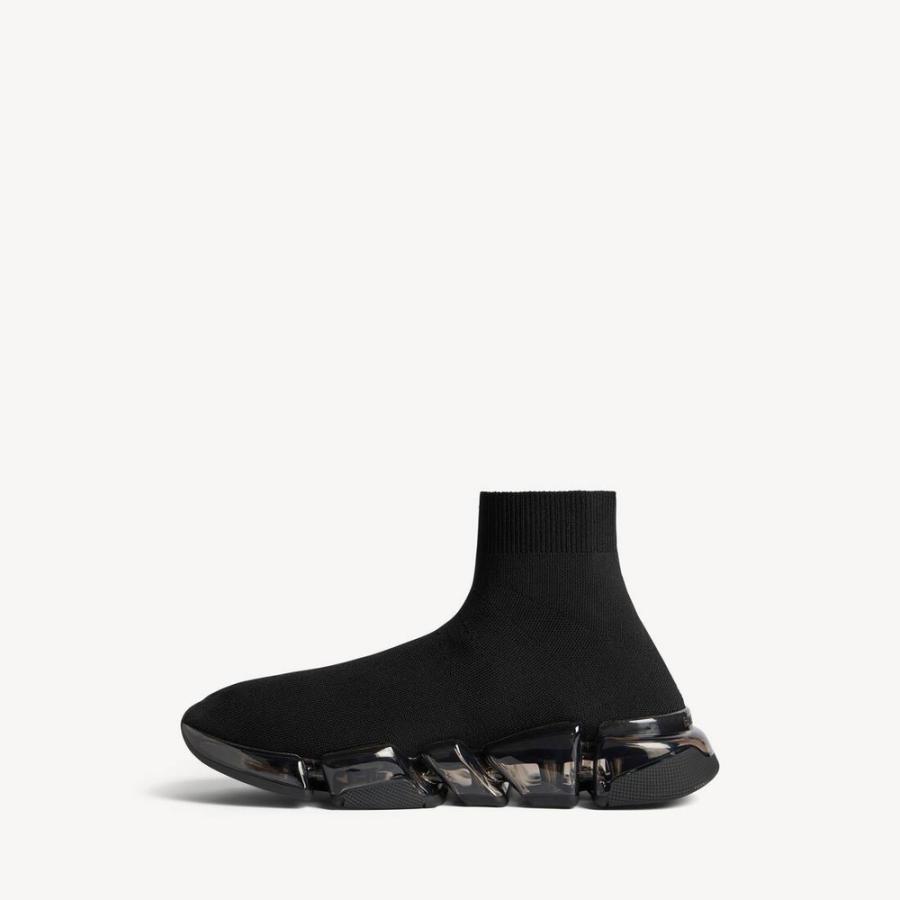 バレンシアガ BALENCIAGA メンズ SPEED 2.0 FULL CLEAR SOLE リサイクルニット スニーカー【ブラック 】【送料無料】【正規品】の画像
