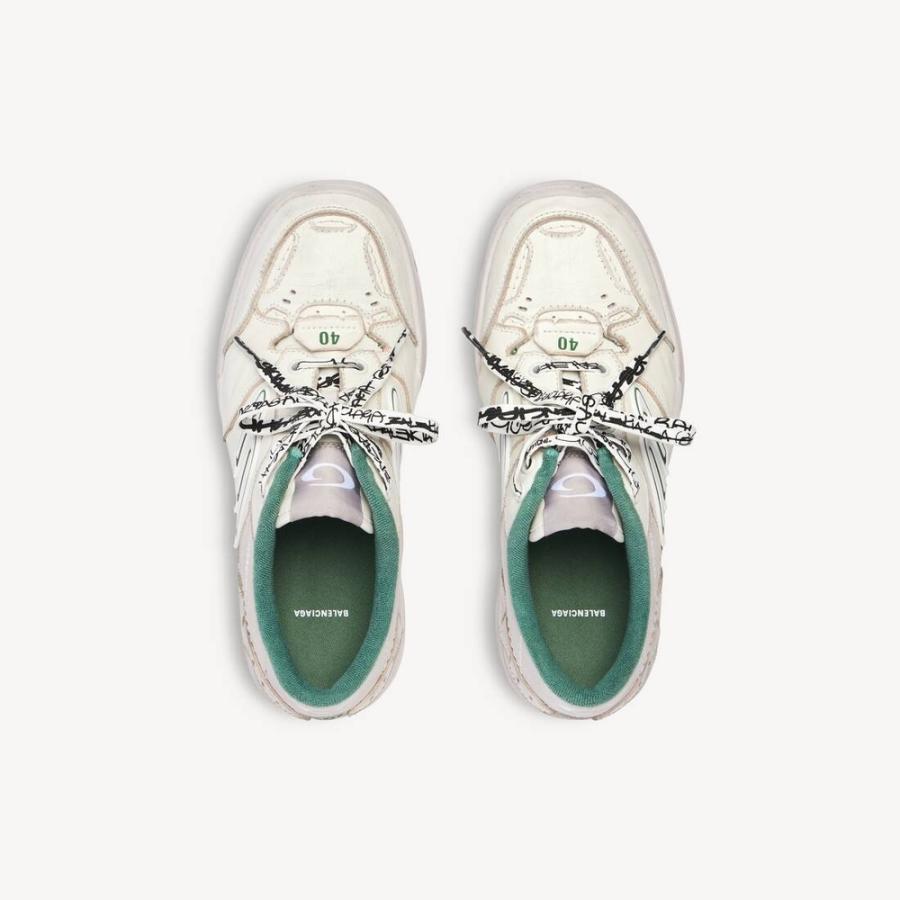 バレンシアガ BALENCIAGA メンズ HAMPTONS ミディアム WORN-OUT スニーカー【ベージュ/グリーン 】【送料無料】【正規品】の画像