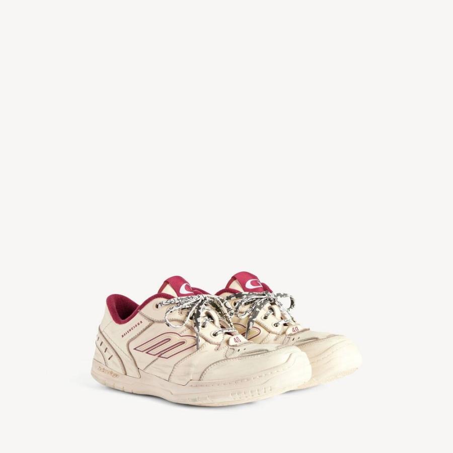 バレンシアガ BALENCIAGA メンズ HAMPTONS ミディアム WORN-OUT スニーカー【オフホワイト/レッド 】【送料無料】【正規品】の画像