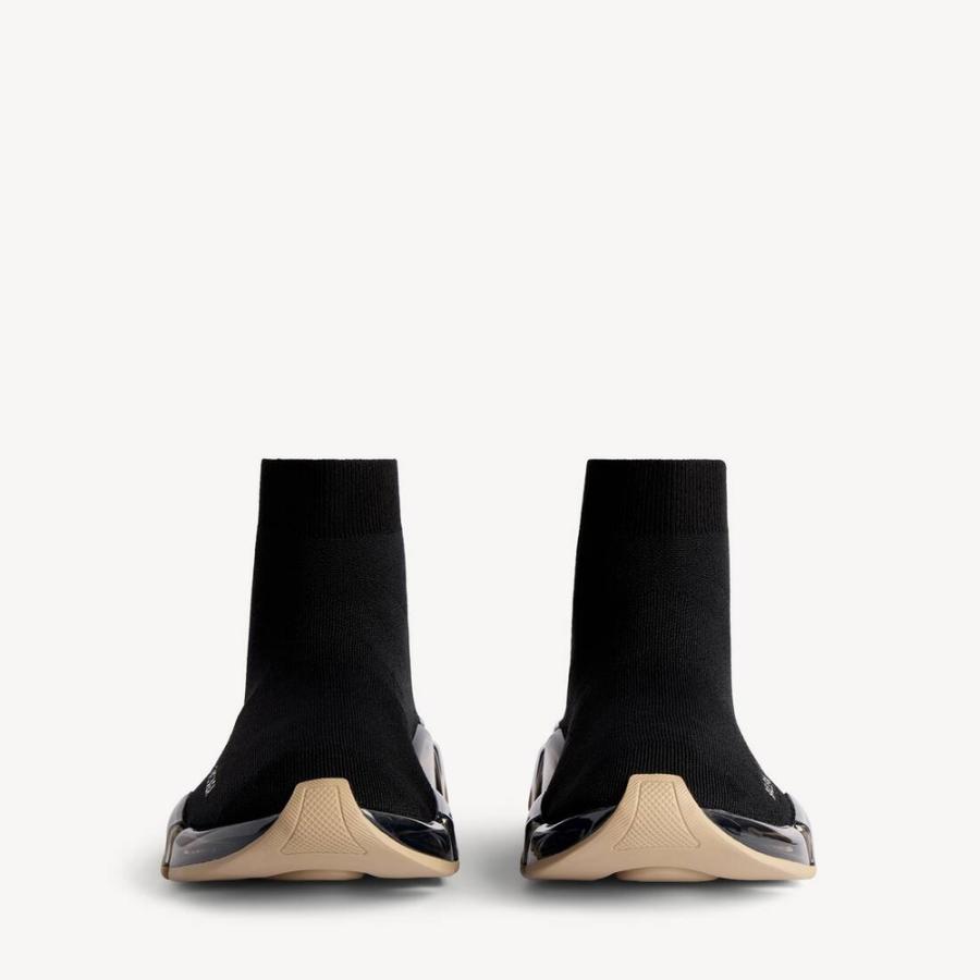 バレンシアガ BALENCIAGA メンズ SPEED 2.0 FULL CLEAR SOLE リサイクルニット スニーカー【ブラック/ベージュ 】【送料無料】【正規品】の画像