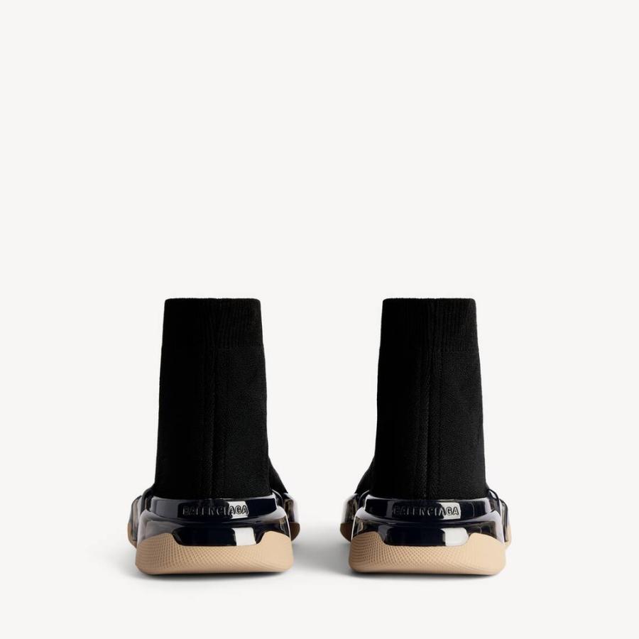 バレンシアガ BALENCIAGA メンズ SPEED 2.0 FULL CLEAR SOLE リサイクルニット スニーカー【ブラック/ベージュ 】【送料無料】【正規品】の画像