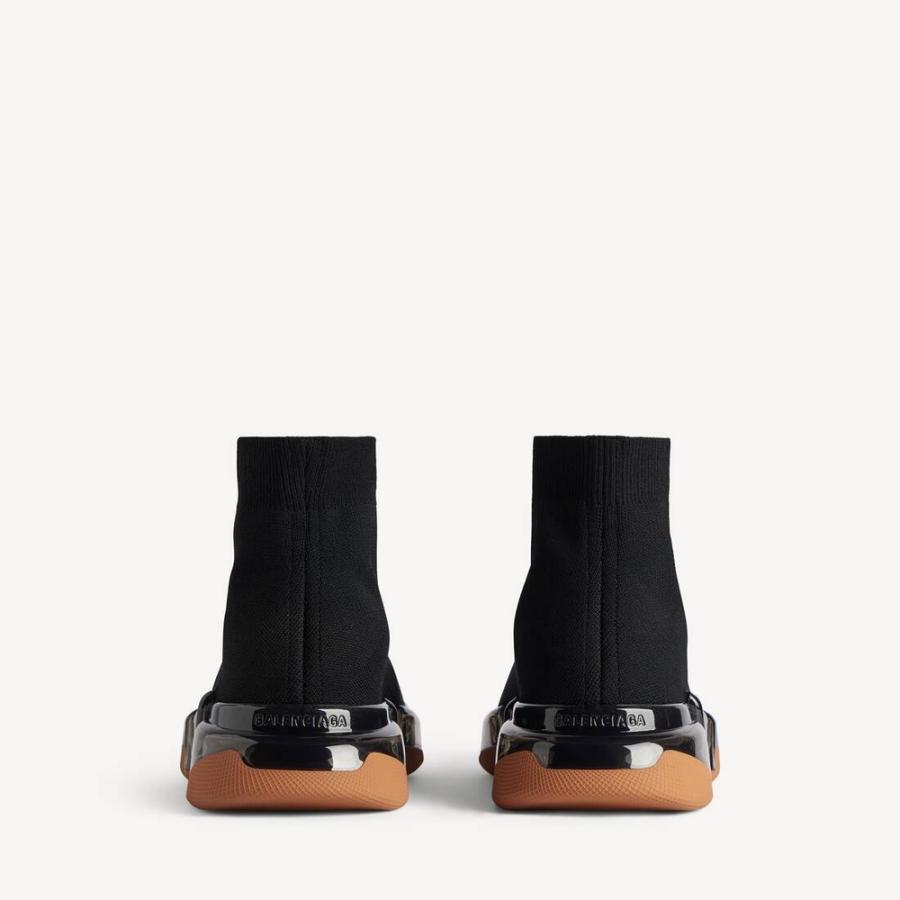 バレンシアガ BALENCIAGA メンズ SPEED 2.0 FULL CLEAR SOLE リサイクルニット スニーカー【ブラック/タンジェリン 】【送料無料】【正規品】の画像