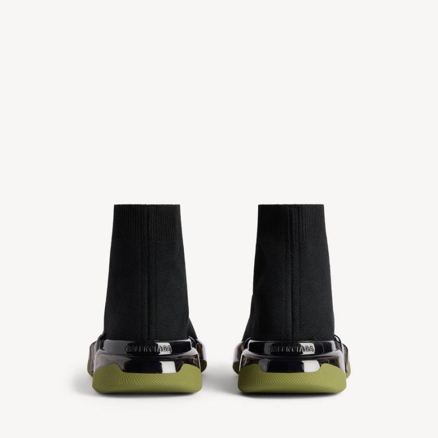 バレンシアガ BALENCIAGA メンズ SPEED 2.0 FULL CLEAR SOLE リサイクルニット スニーカー【ブラック/カーキ 】【送料無料】【正規品】の画像