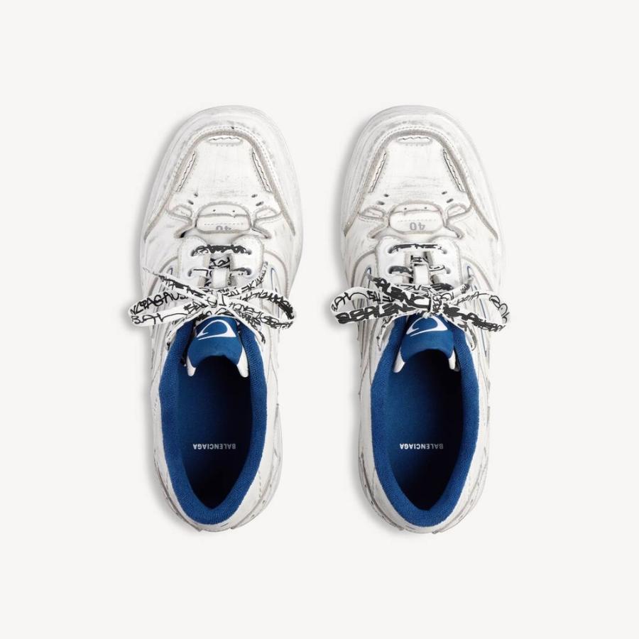 バレンシアガ BALENCIAGA メンズ HAMPTONS WORN-OUT スニーカー【ホワイト/ダークブルー/グレー 】【送料無料】【正規品】の画像