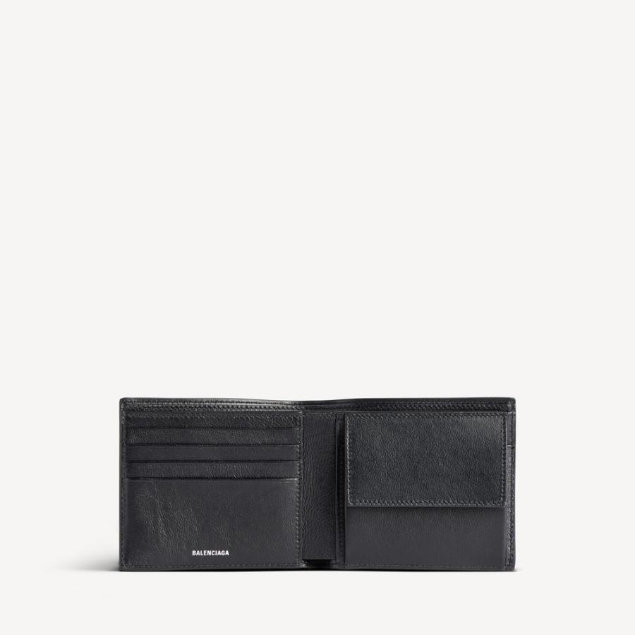 バレンシアガ BALENCIAGA メンズ CREDIT スクエア フォールデッドコインウォレット 財布【ブラック 】【送料無料】【正規品】の画像
