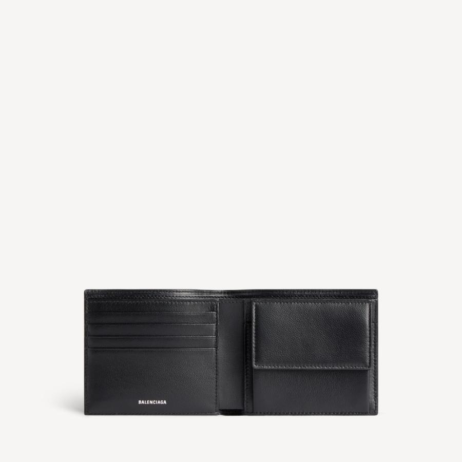 バレンシアガ BALENCIAGA メンズ MONACO スクエア フォールド コイン ウォレット 財布【ブラック 】【送料無料】【正規品】の画像