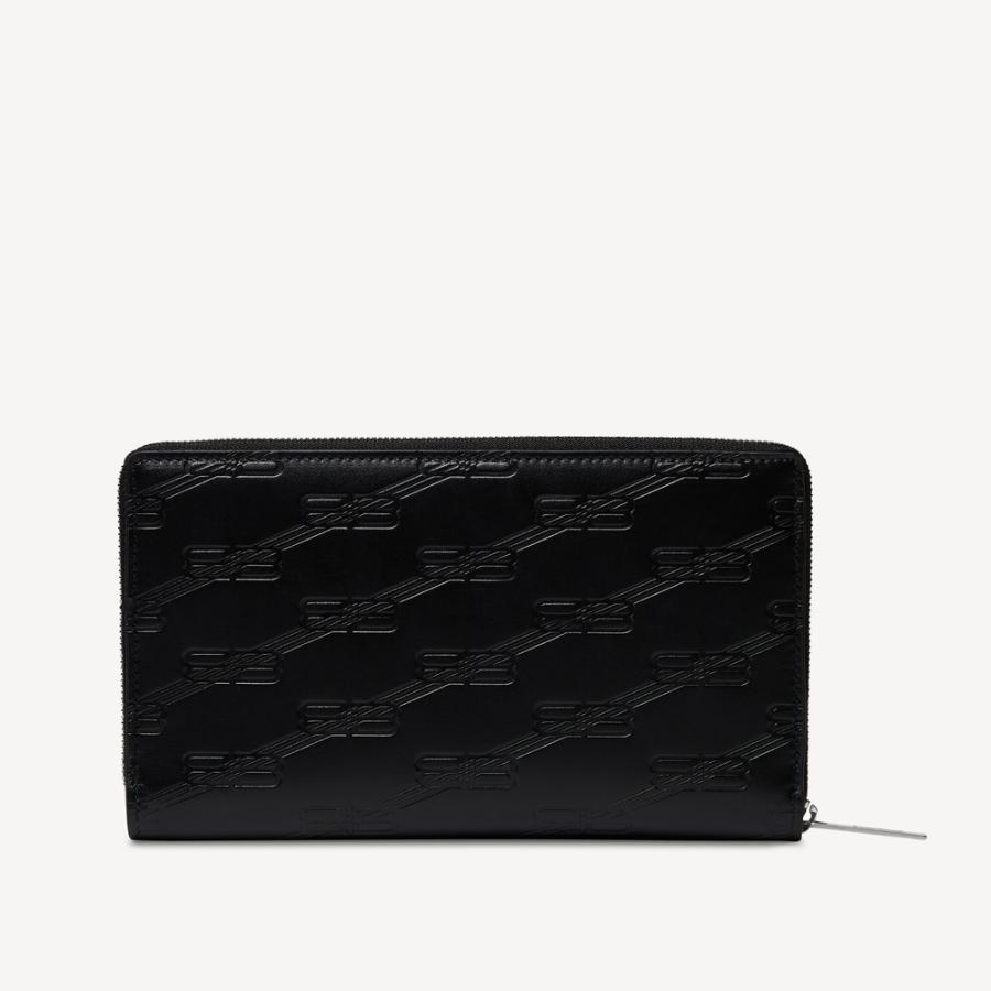 バレンシアガ BALENCIAGA メンズ EMBOSSED MONOGRAM コンチネンタル ZIP ウォレット 財布 BOXカーフスキン【ブラック 】【送料無料】【正規品】の画像