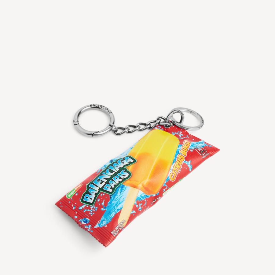 バレンシアガ BALENCIAGA メンズ キーリング/チャーム スナック ポーチ【レッド 】【送料無料】【正規品】の画像
