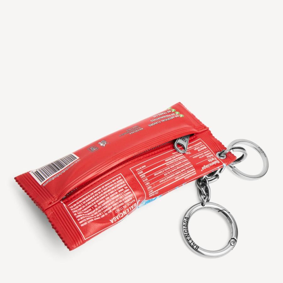 バレンシアガ BALENCIAGA メンズ キーリング/チャーム スナック ポーチ【レッド 】【送料無料】【正規品】の画像