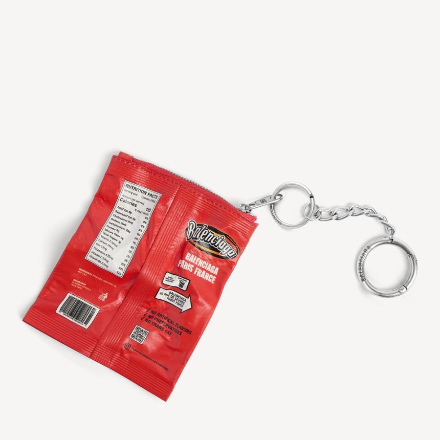 バレンシアガ BALENCIAGA メンズ キーリング CHIPS チャーム【レッド 】【送料無料】【正規品】の画像