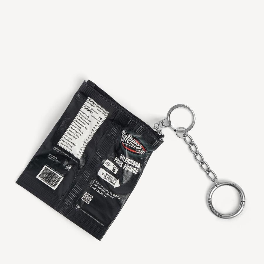 バレンシアガ BALENCIAGA メンズ キーリング CHIPS チャーム【ブラック 】【送料無料】【正規品】の画像