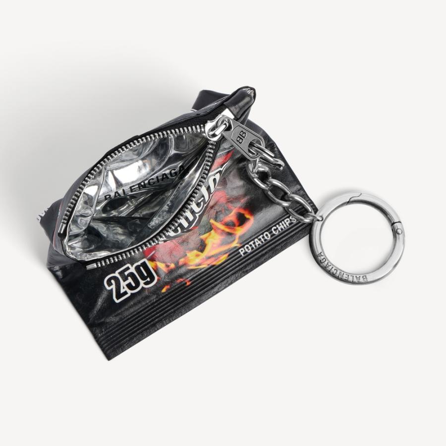 バレンシアガ BALENCIAGA メンズ キーリング CHIPS チャーム【ブラック 】【送料無料】【正規品】の画像
