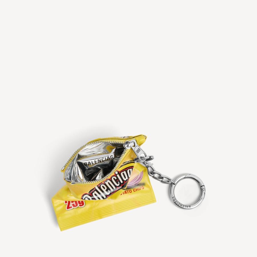 バレンシアガ BALENCIAGA メンズ キーリング CHIPS チャーム【イエロー 】【送料無料】【正規品】の画像