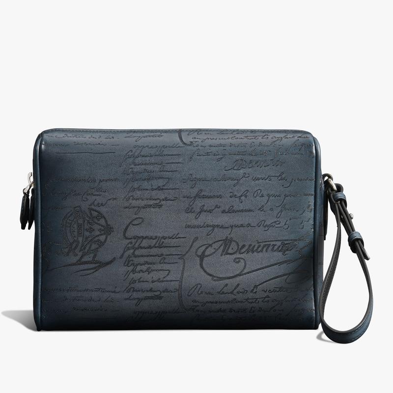 Berluti ベルルッティ ローズウッド スクリットレザー ポーチ【blu  