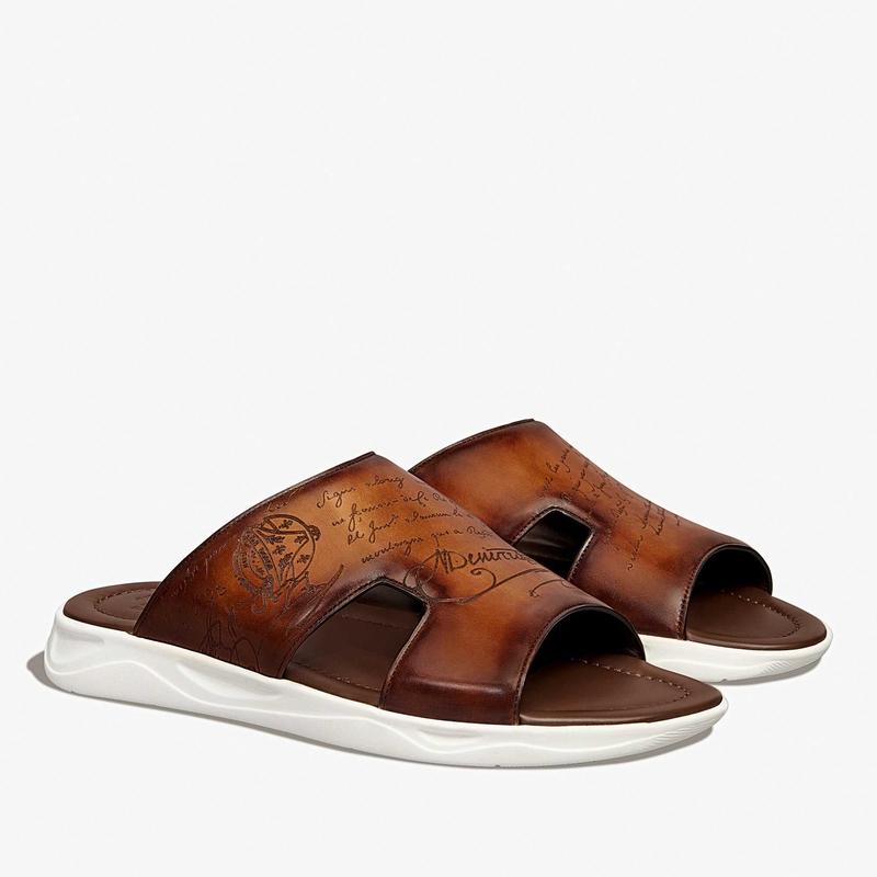 Berluti（ベルルッティ） シャドウ レザーサンダル【cacao intenso