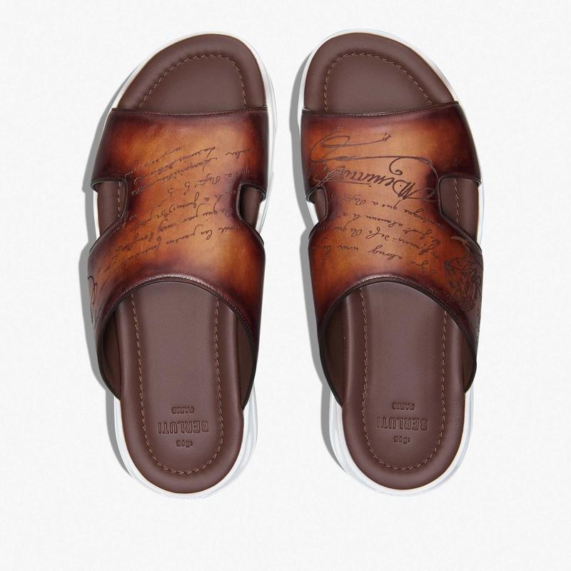 ベルルッティ　ベネチアンレザーサンダル　レザー　ブラウン　6.5 Berluti（ベルルッティ） シャドウ レザーサンダル【cacao intenso