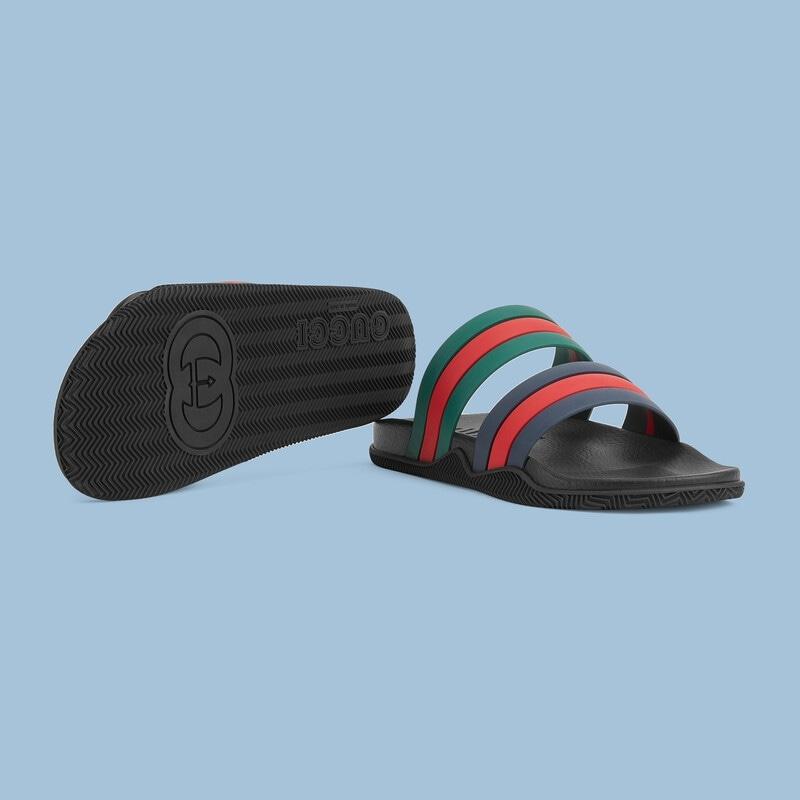 GUCCI 8 26.5cm程度 グッチ メンズ 黒 シャワーサンダル ロゴ 目玉送料