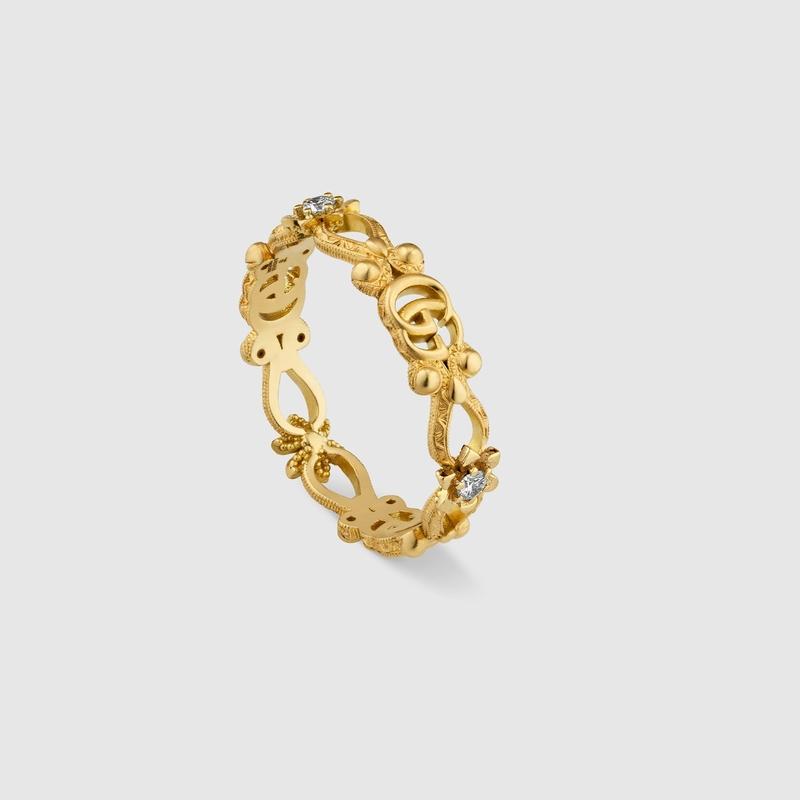 GUCCI（グッチ） レディース フローラ ダイヤモンド付き 18K リング 