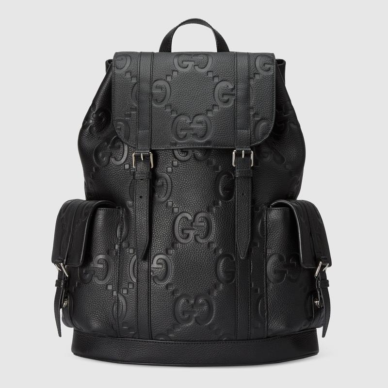GUCCI ジャンボGG キャンバス　レザー　ブラック バックパック GUCCI ジャンボGG キャンバスレザーブラック バックパック