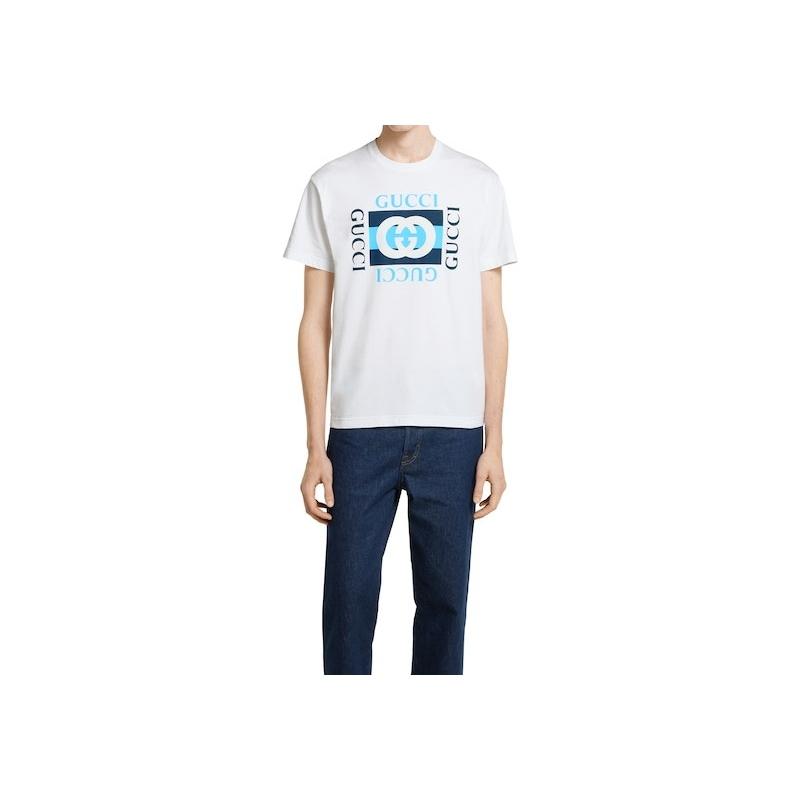 グッチ GUCCI メンズ コットンジャージー プリント Tシャツ【ホワイト 】【送料無料】【正規品】の画像