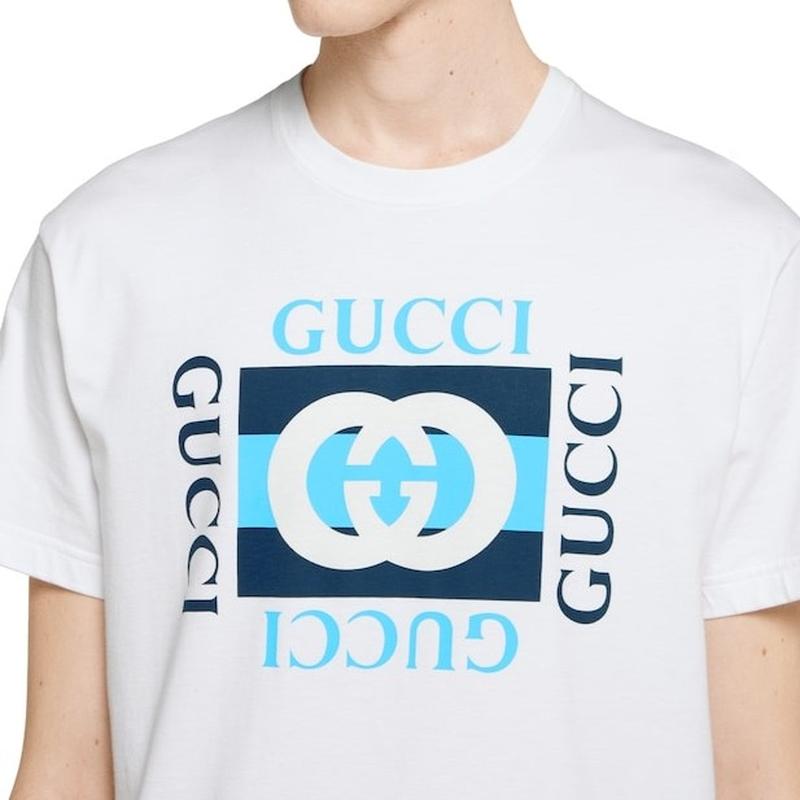 グッチ GUCCI メンズ コットンジャージー プリント Tシャツ【ホワイト 】【送料無料】【正規品】の画像