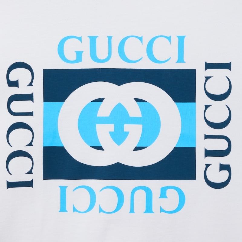 グッチ GUCCI メンズ コットンジャージー プリント Tシャツ【ホワイト 】【送料無料】【正規品】の画像