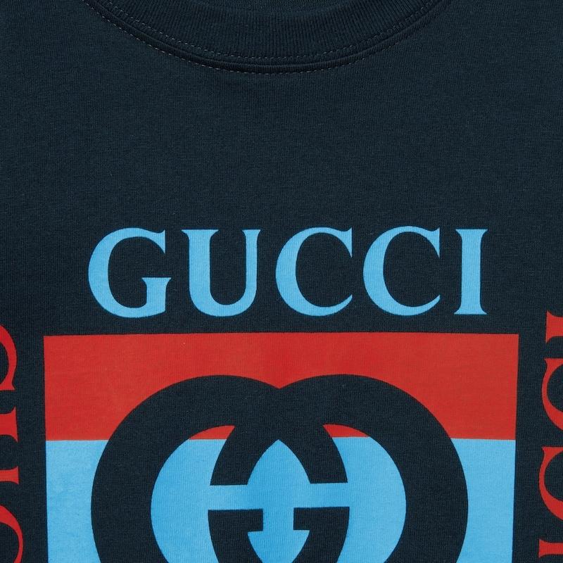 グッチ GUCCI メンズ コットンジャージー プリント Tシャツ【ネイビー 】【送料無料】【正規品】の画像
